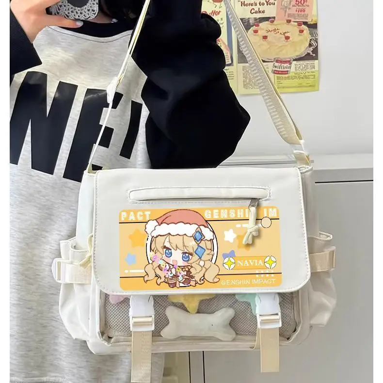 Genshin Impact Pain Funina Navilette Anime Unisex Commuter Large Capacity Versatile Shoulder Bag A