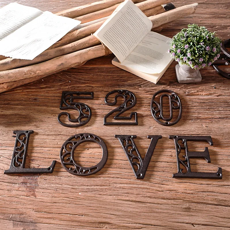 Cast Iron Hollow Alphanumeric Wall Decoration Not Easy Damage Cafe Restaurant Bookstore Hotel Wall Decoration Housewarming Gift