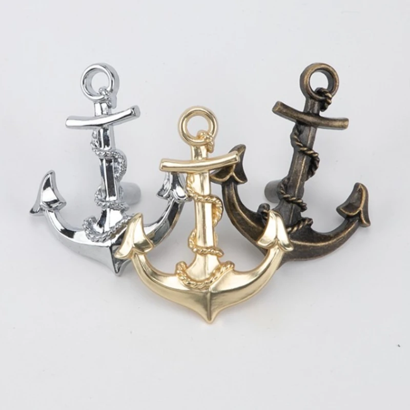 Navigations-Dekoration Schiffsanker Silberner Griff Möbelbeschlag Schiffsrad Steuerrad Schubladen- und Schrankgriff in Gold – Detail 2