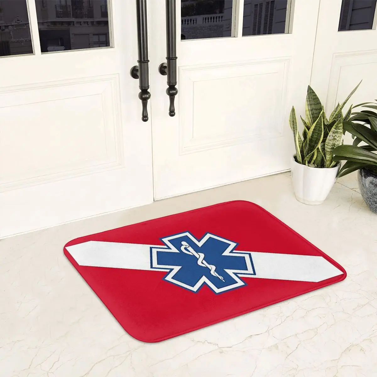 Emt Star Of Life Emergency Medical Anti-slip Doormat Floor Mat Sand Scraping Carpet Rug for Kitchen Entrance Balcony Footpad Mat