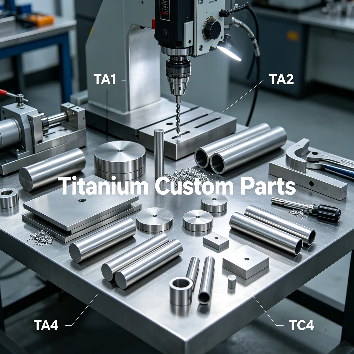 TA1 TA2 TC4 Titanium Machining, Custom Parts, Sheet, Rod, Disc, Flat Bar, Wire