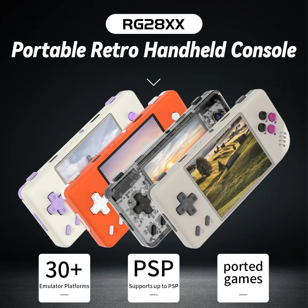 

Игровая консоль RG28XX, 2,83 дюйма, аккумулятор 3100 мАч, поддержка подключения ТВ, Ностальгический игровой контроллер