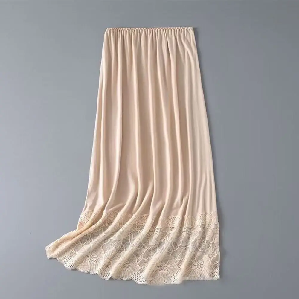 Thin Ice Silk Modal Female Half Length Skirt Lace Anti-Penetrating Underskirt Anti-glare High Waist Elastic Basic Underskirt