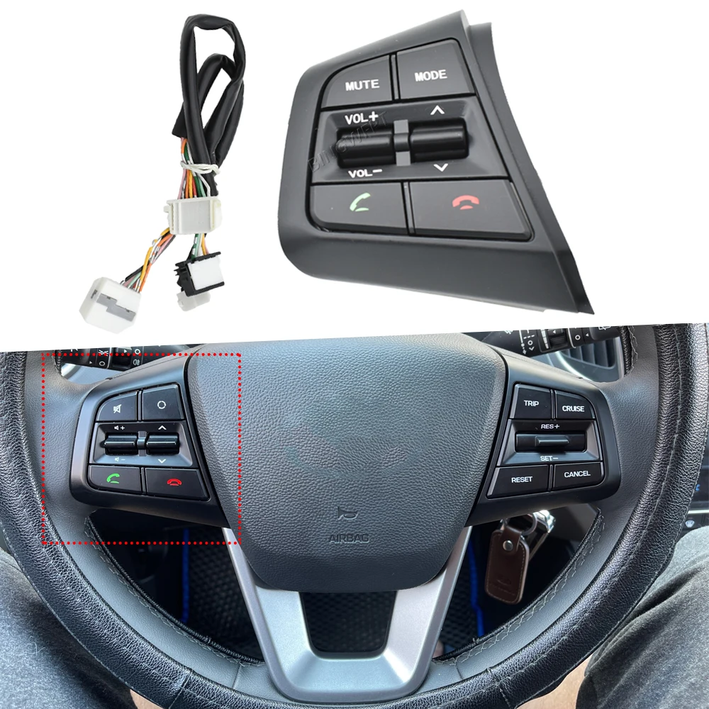 

Левая кнопка + провод для Hyundai ix25 (Creta) 1,6 л 2,0 л 2015-2019, переключатель на руле, кнопка громкости с дистанционным управлением