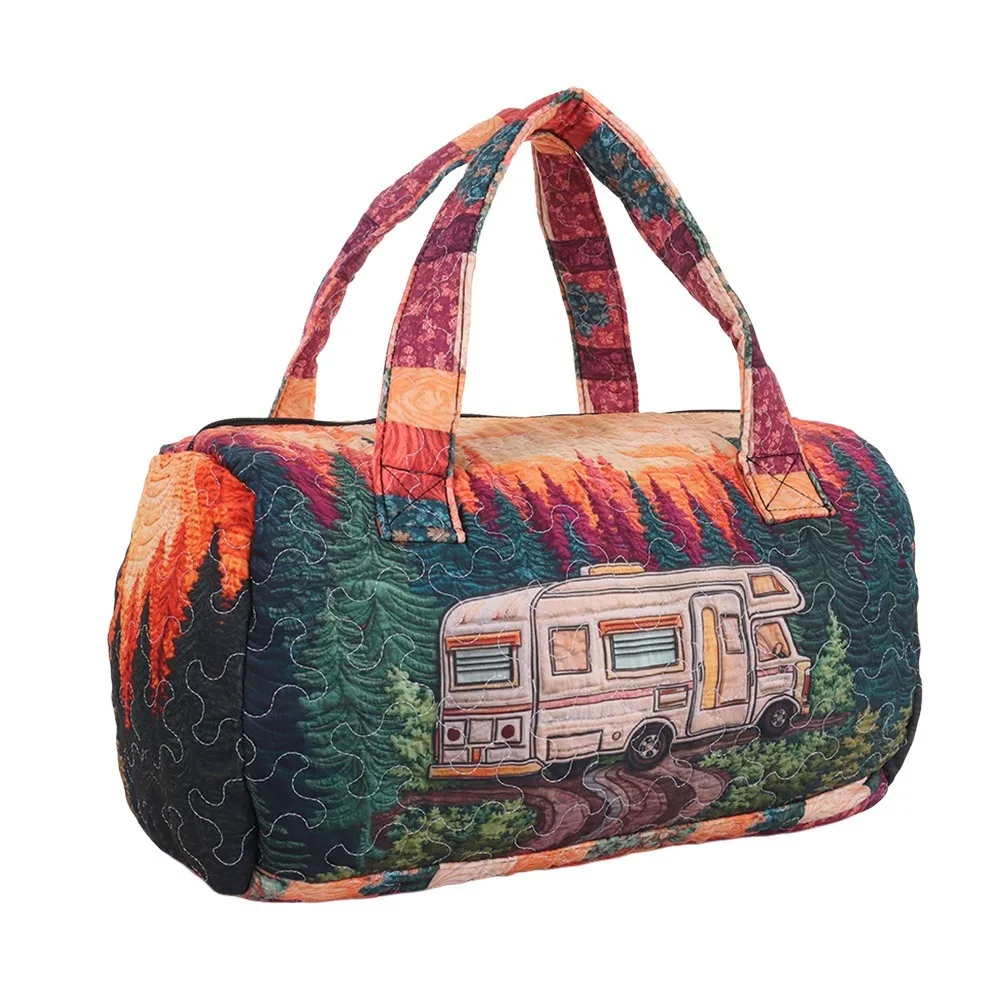 

Adjustable Strap Quilted Duffle Bag 3D Quilting Craft Tote Bags Travel Duffel Bag Large Capacity Short-distance Handbag