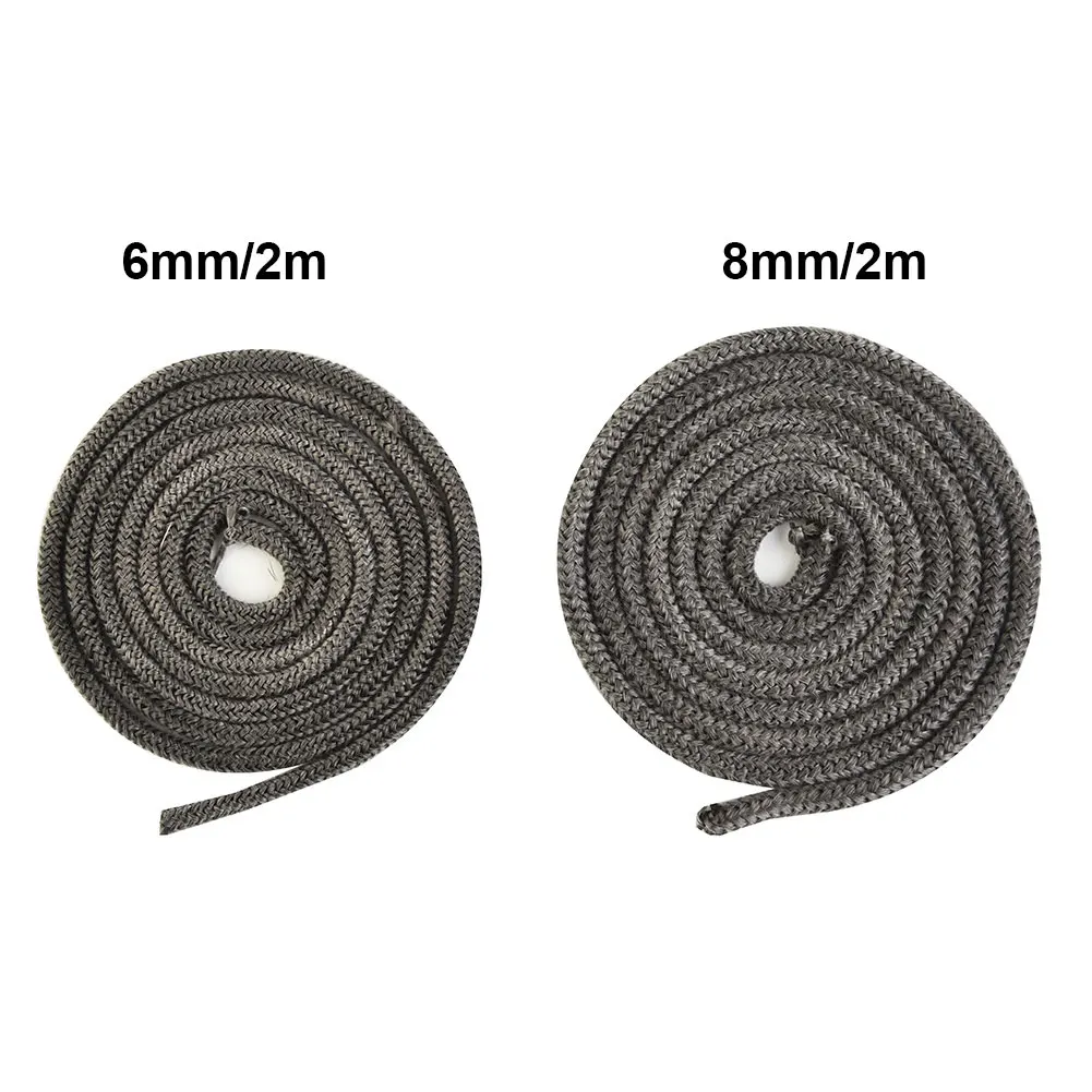 6/8mm 2M Fireplace Sealing Rope Black Stove Fire Ropes Wood Burning Stove Door Seal High-Temperature Fiberglass Rope Seal