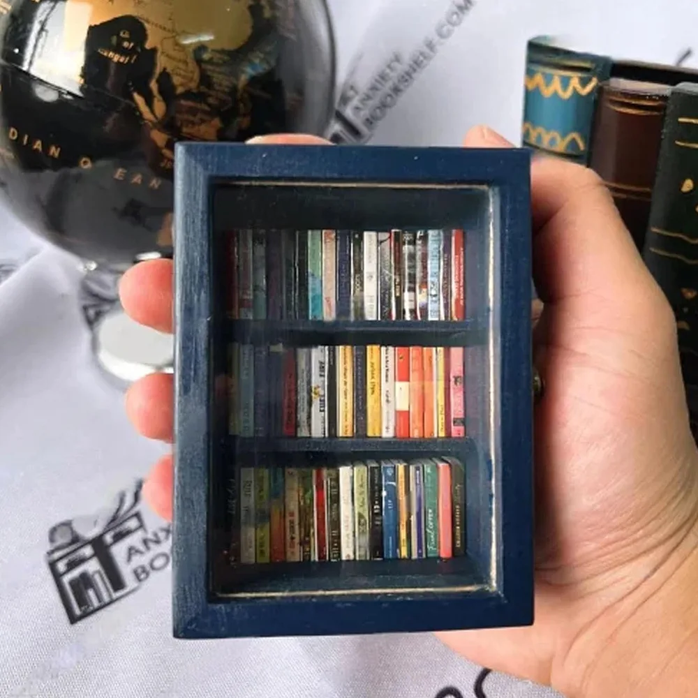 Mini Anti-Anxiety Bookshelf Creative Stress Relief Bookshelf Gift Box Shake Your Anxiety Handmade Miniature Library Sensory Toys