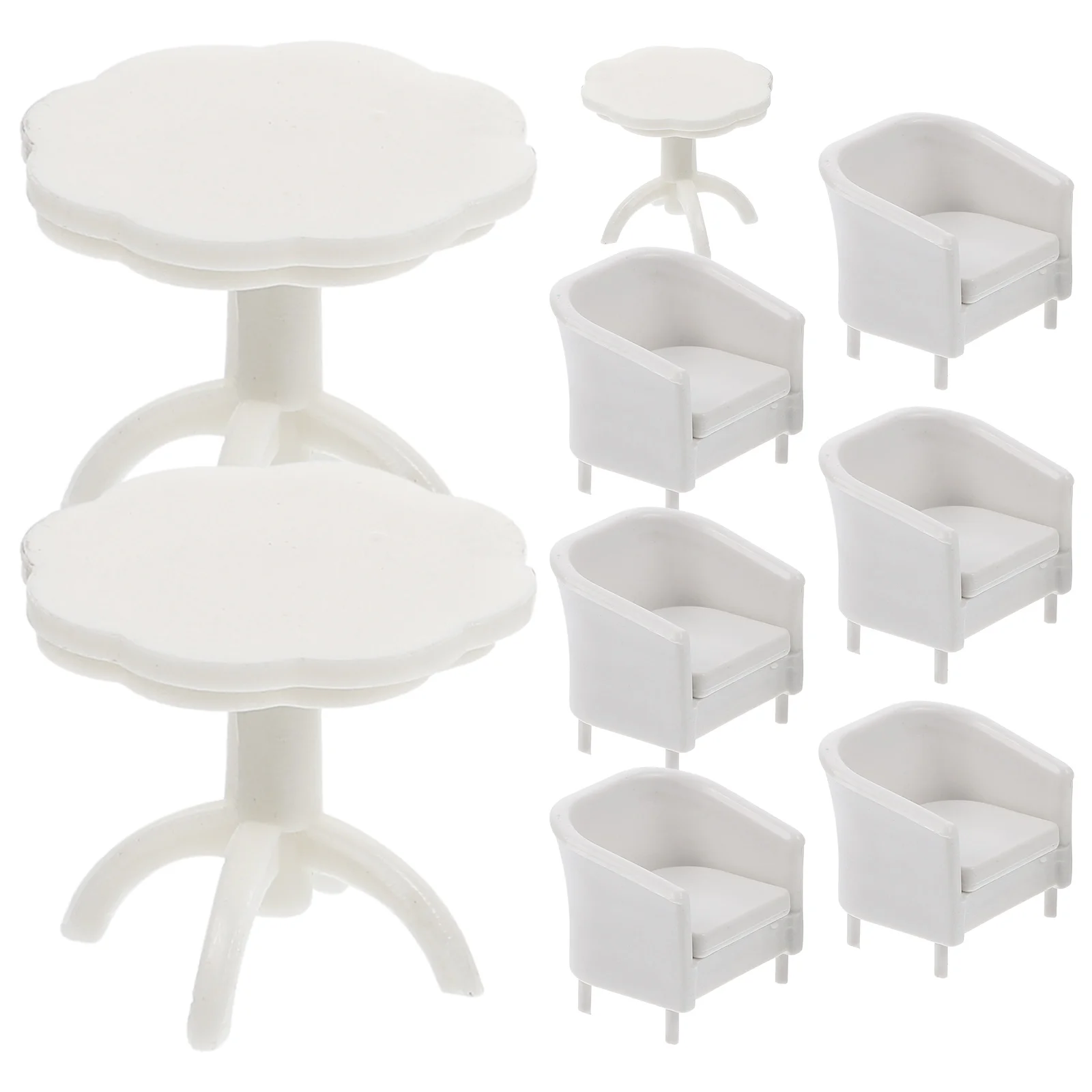 

9 Pcs Decor Mini Desk Chair House Props Miniature Furniture Models Table Indoor Plastic and White Landscape Decoration