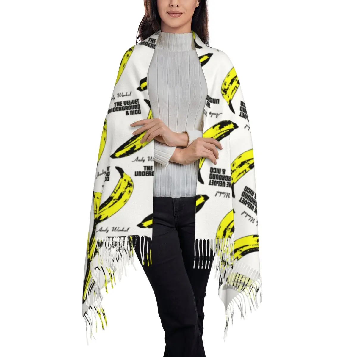 Punk Tour Logo Album Music Band Vintage Rock Scarf Tassel Scarves Women Soft Warm Shawls and Wraps Long Fall Winter Shawl Wrap