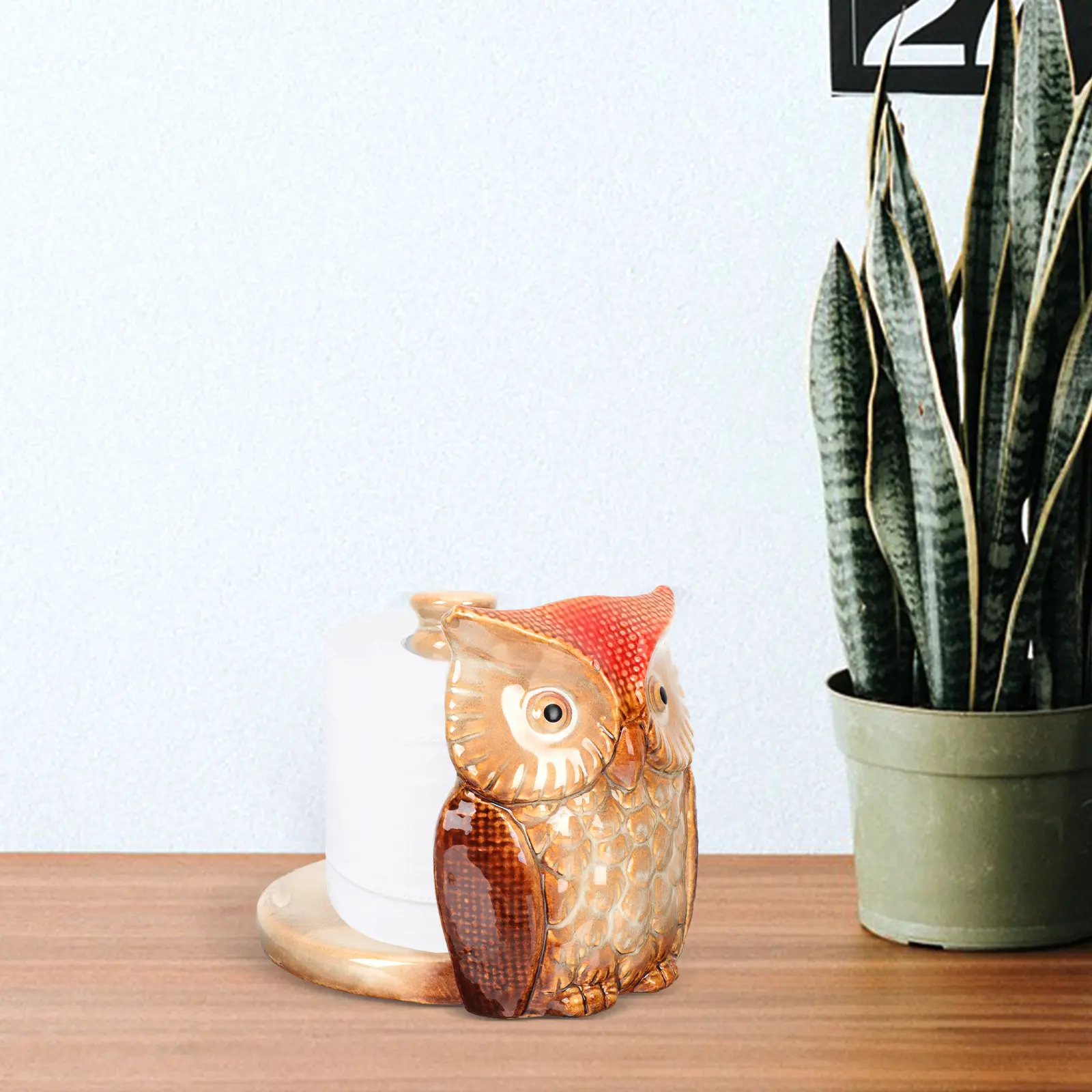 

Owl Shaped Ceramic Roll Paper Holder Sturdy Tip-Proof Design for Home Office Hotel Restaurant Fresh Color Matching Modern Decor