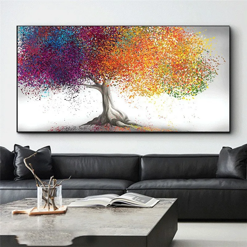 Light Luxury Oil Painting Art Poster and Prints Plant Color Tree HD Printing Canvas Painting Wall Art for Living Room Home Decor