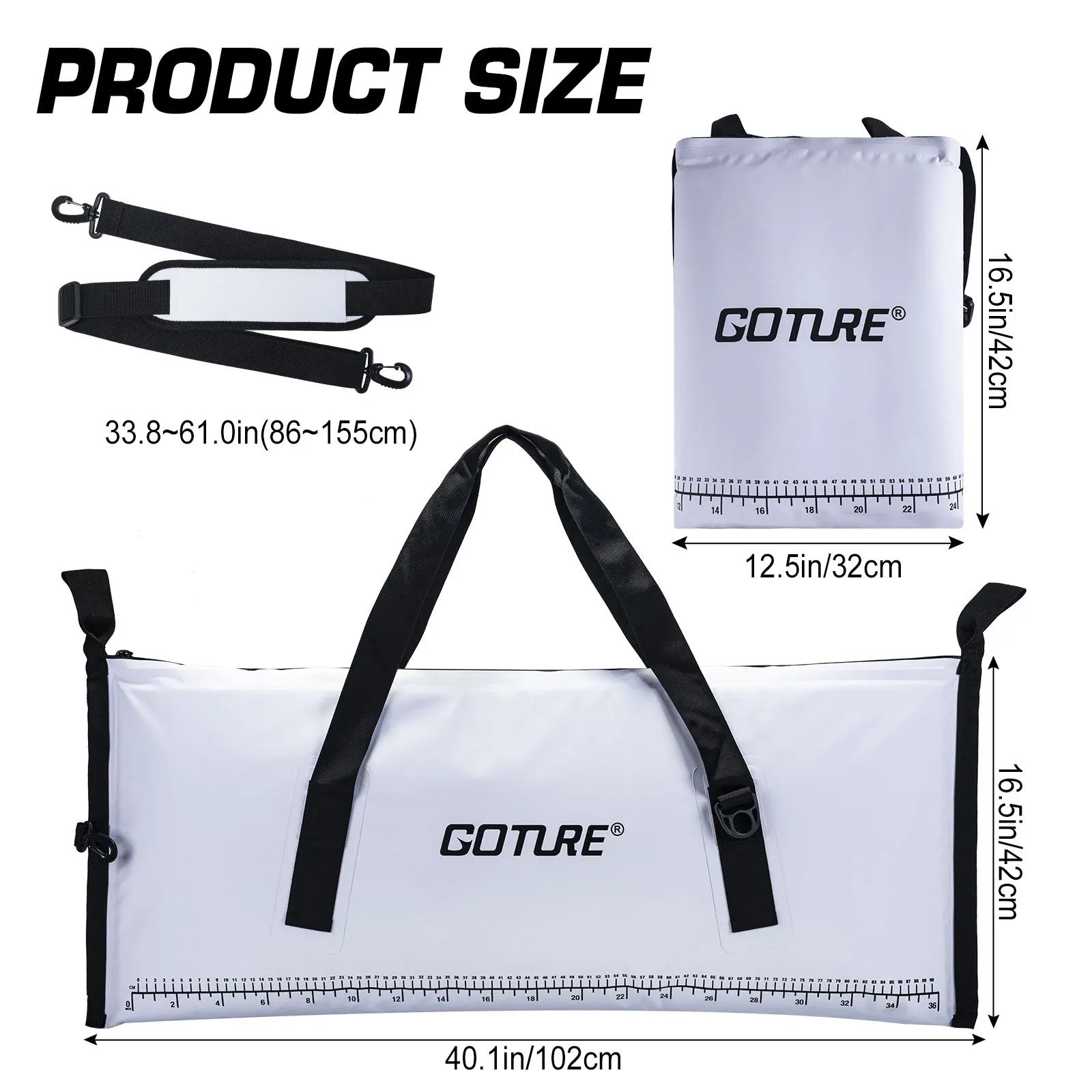 Goture 102x42cm Insulate Fish Cooler Bag Large Monster Leakproof Kill Bag Frozen PVC Portable Waterproof Fish Bag Fishing Gear