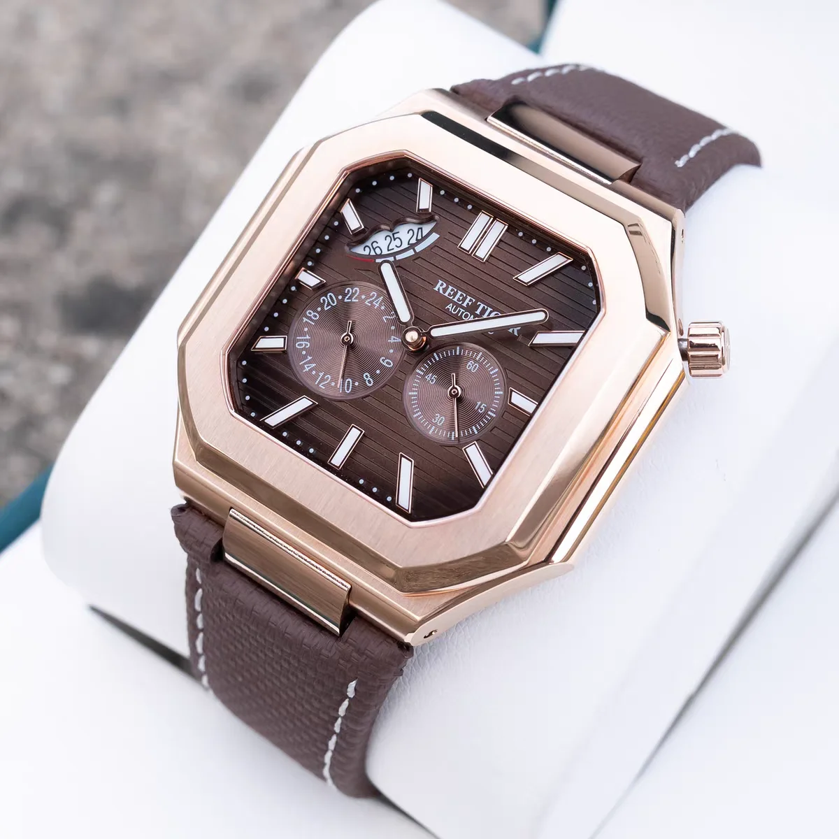 OBLVLO Men Automatic Watch Square Mechanical Wristwatch Waterproof Sapphire Luminous Small Second Dial 24 Hours Miyota Mov