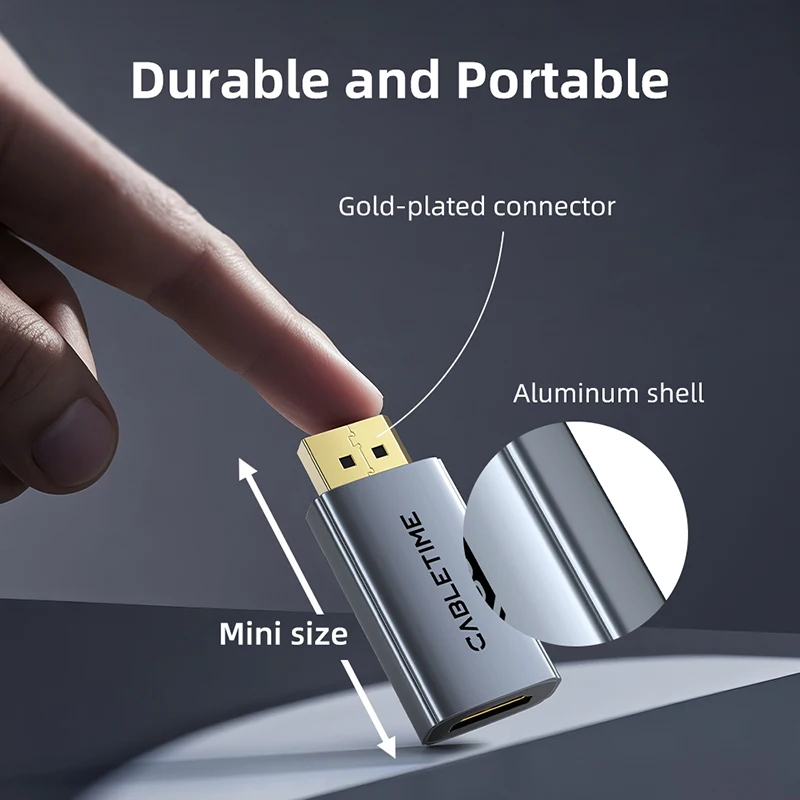 CABLETIME DP إلى HDMI محول 4K30 هرتز/60 هرتز DisplayPort إلى HDMI محول DP ذكر إلى HDMI أنثى محول لأجهزة الكمبيوتر المحمول PC TV