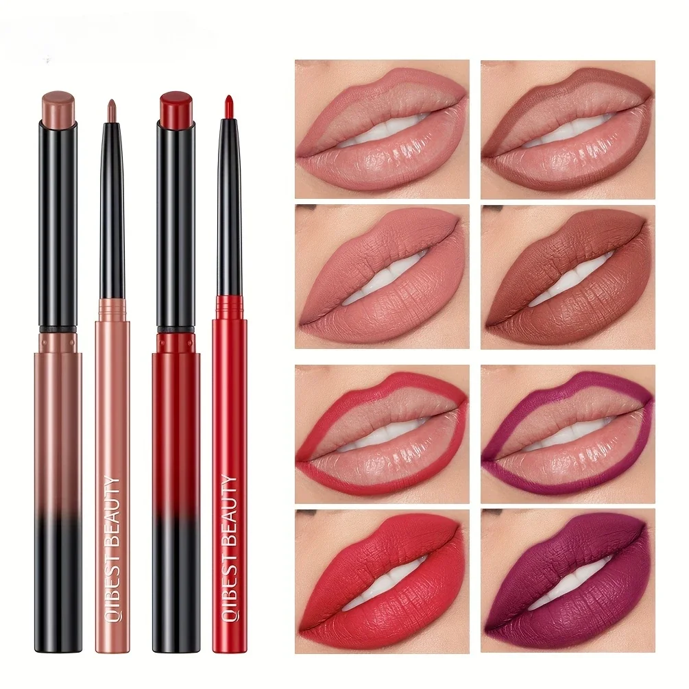 1+1 Matte Lip Set Matte Lipstick&Lip Liner Color Rendering Long Lasting Waterproof Valentine\'s Day Gifts Contain Plant Squalene