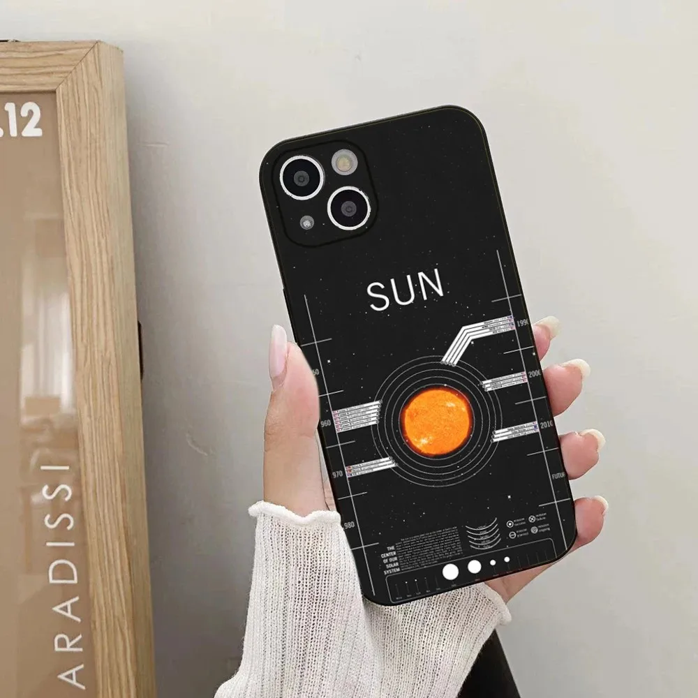 Solar System Planets Earth Sun Moon Phone Case For iPhone 15,14,13,12,11 Plus,Pro,Max,XR,XS,X,7,8 Plus,SE,Mini Silicone Soft