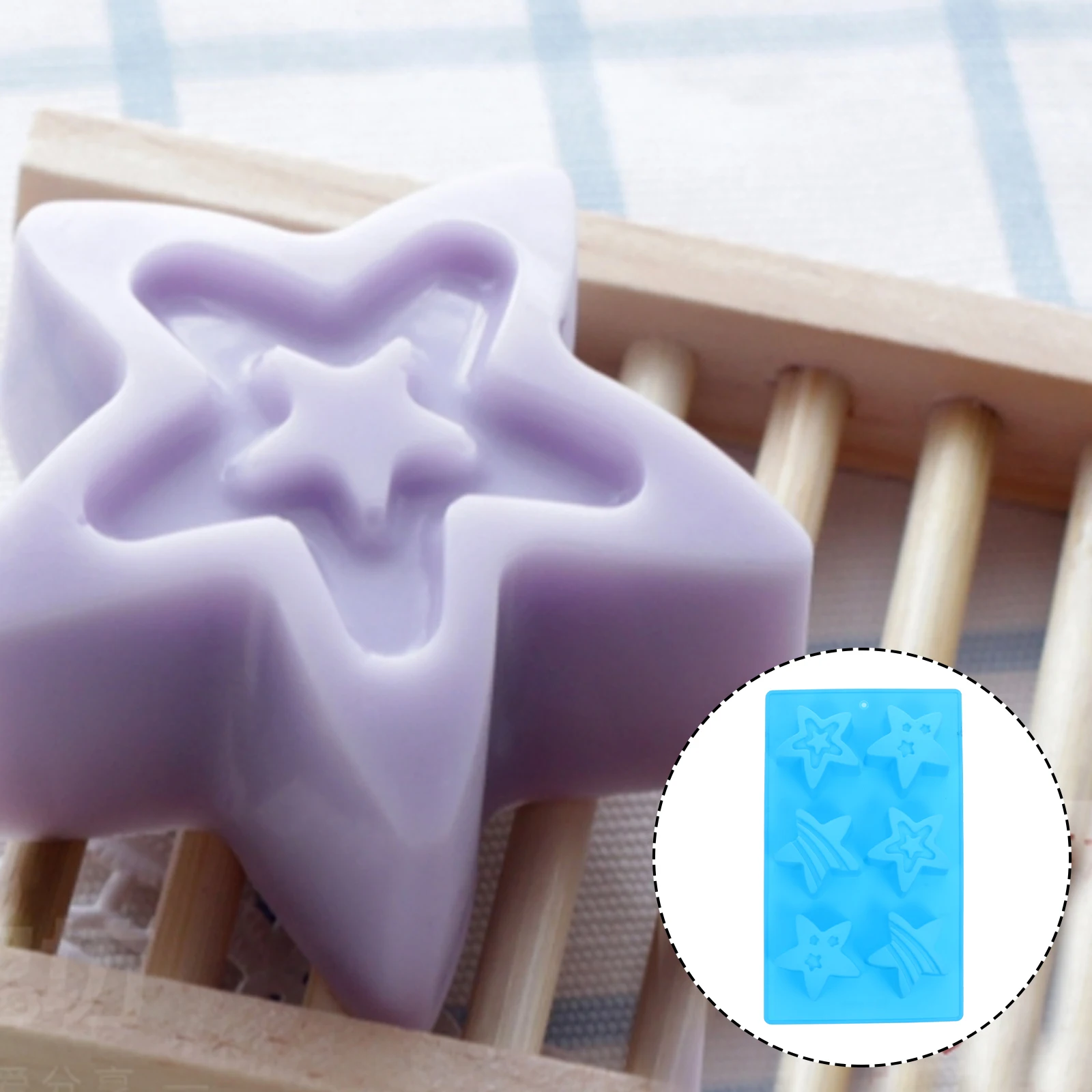 

Silicone Soap Mold 6-Hole Star Shape Diy Casting Mold For Creative Crystal Epoxy Resin Craft Home Making Handmade