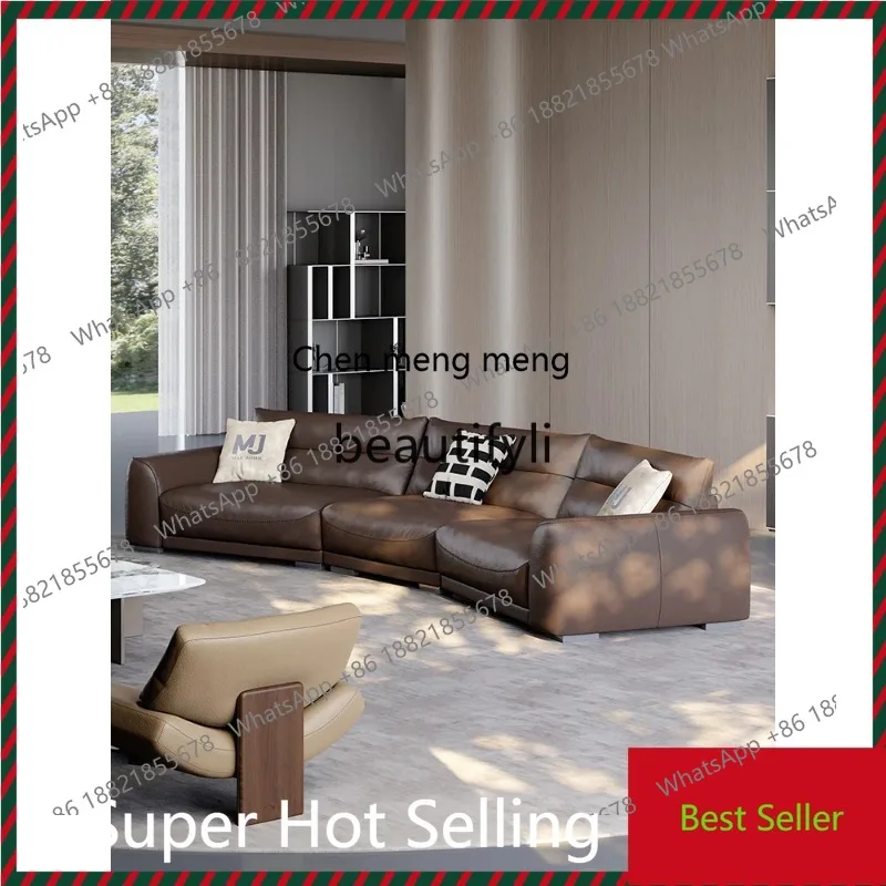X  QQ132 Furniture Combination Large Flat Villa Top Floor Full Genuine Leather Sofa