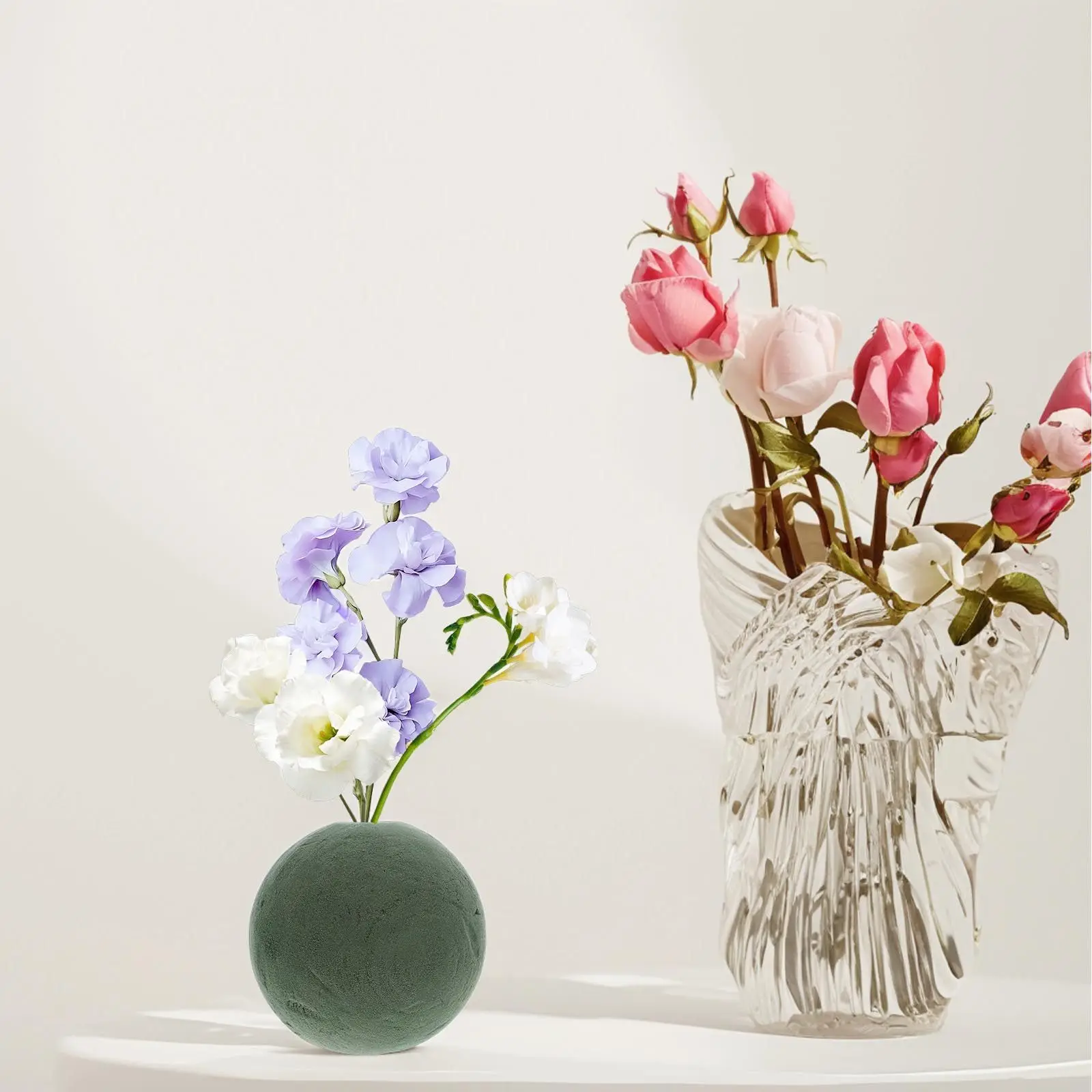 2 Esferas de Espuma Floral de 12 cm, Bloques de Espuma Redondos Húmedos y Secos para Arreglos Florales, Decoración para Bodas y Fiestas