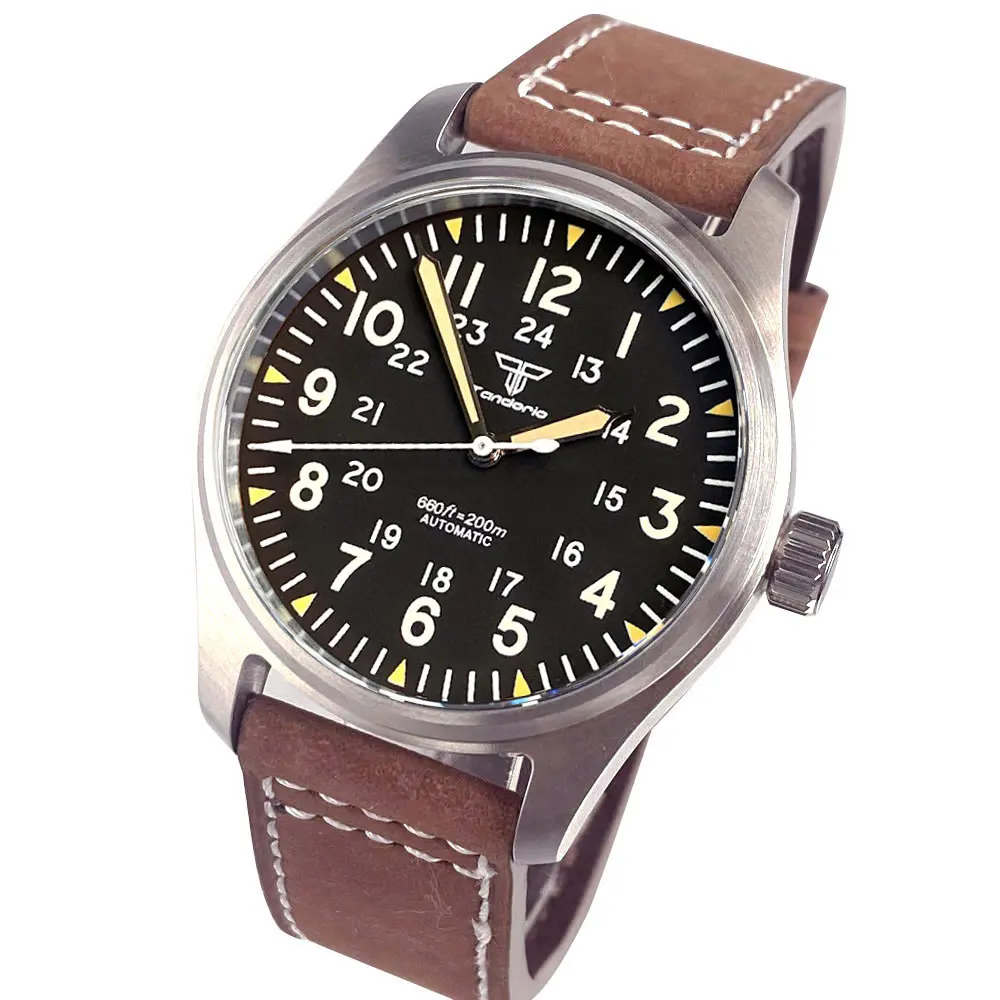 Automatische Pilotenuhr für Herren, 39 mm, Miyota8215, 20 bar, wasserdicht, mechanisch, Retro-Fliegeruhren, Saphirglas, 316L-Stahl – Detail 25