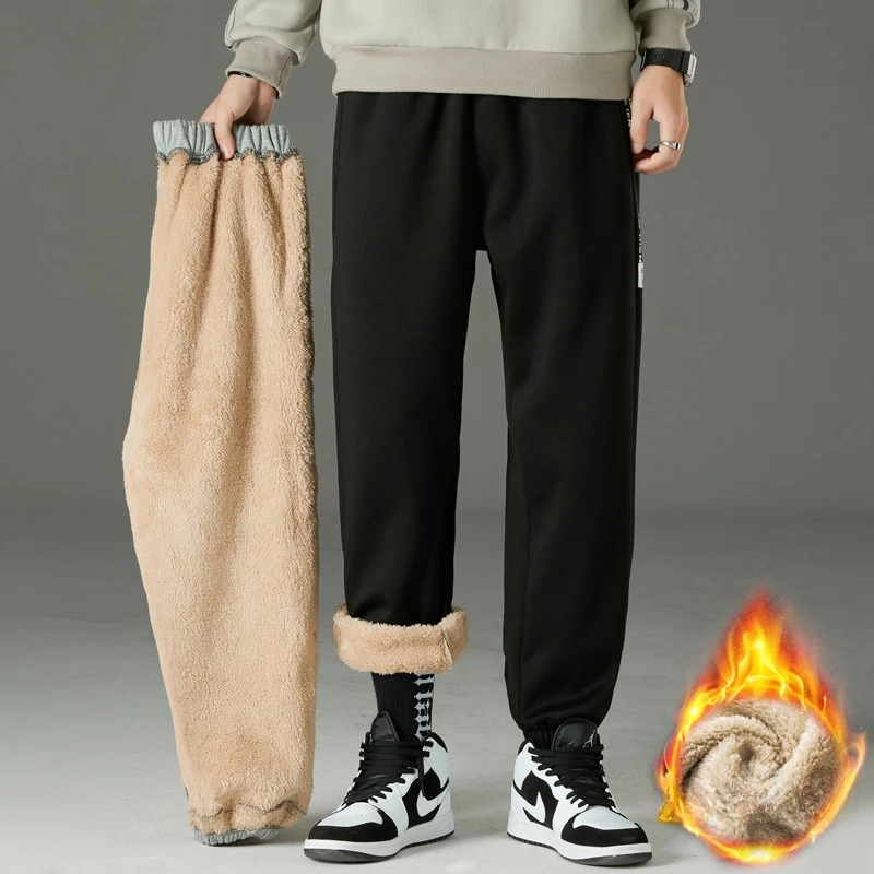 

Autumn and Winter Warm Thick Sweatpants Men Joggers New Casual Fleece Cotton Plush Pants Male Oversized Plus Size Trousers