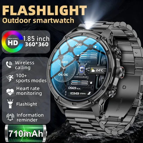 2025 Originale V99 1.85 pollici Ultra HD Orologio Militare Esterno Bluetooth Chiamata 710Mah Batteria di Grandi Dimensioni Uomini Sport Fitness smartwatch