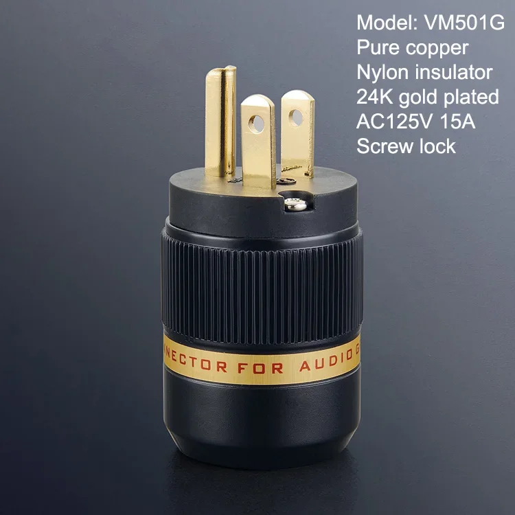 Pure Copper US Power Plug Viborg VM503 Rhodium Plated 3 Pin 110V 120V HiFi Male US Power Connector for Audiophile Power Cable