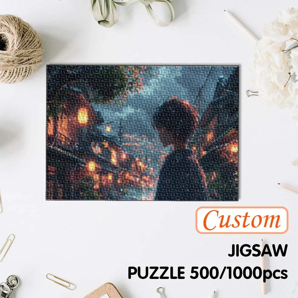 35/150/300/500/1000pcs Dark Night Town Custom Photo Mosaic Jigsaw puzzle Custom Puzzles in Photos Personalised Decompression