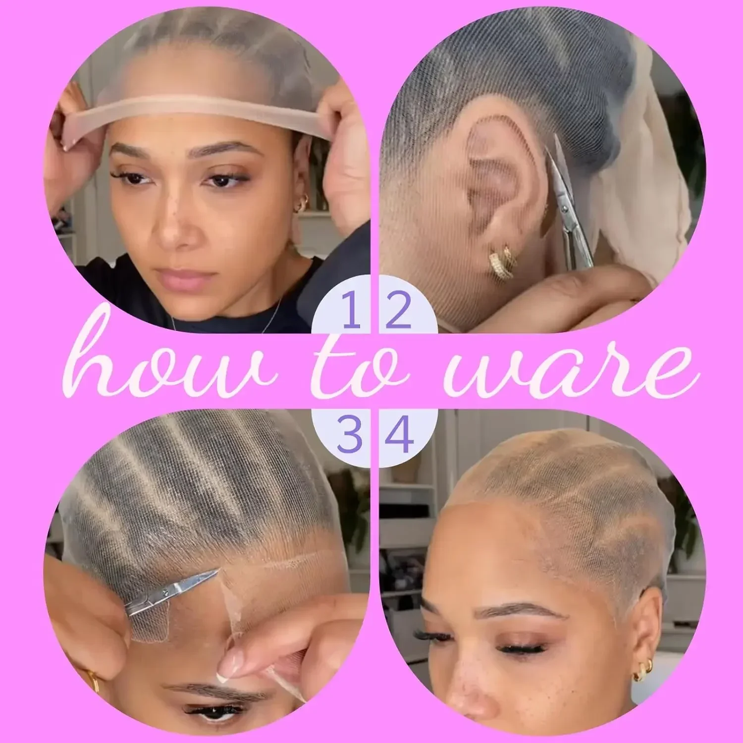 2/100PCS Skin Melt HD Wig Cap Stretchable Thin Durable Invisible Hair Net Lightweight Comfy for All Head Sizes Cosplay Net Cap