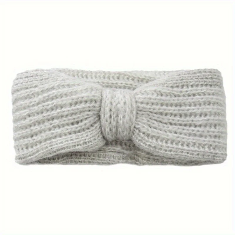 

Beanie Hat Alternative Headband, Warm Wool Knitted Ear Cover for Women, adjustable Bow Knot Hair Band,