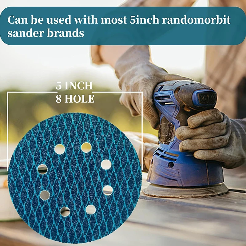 

5 inch(125mm) 8 Hole Diamond Shape Orbital Sander Sandpaper Sanding Disc Grit 60-400 Hook and Loop Pads Abrasive Tools