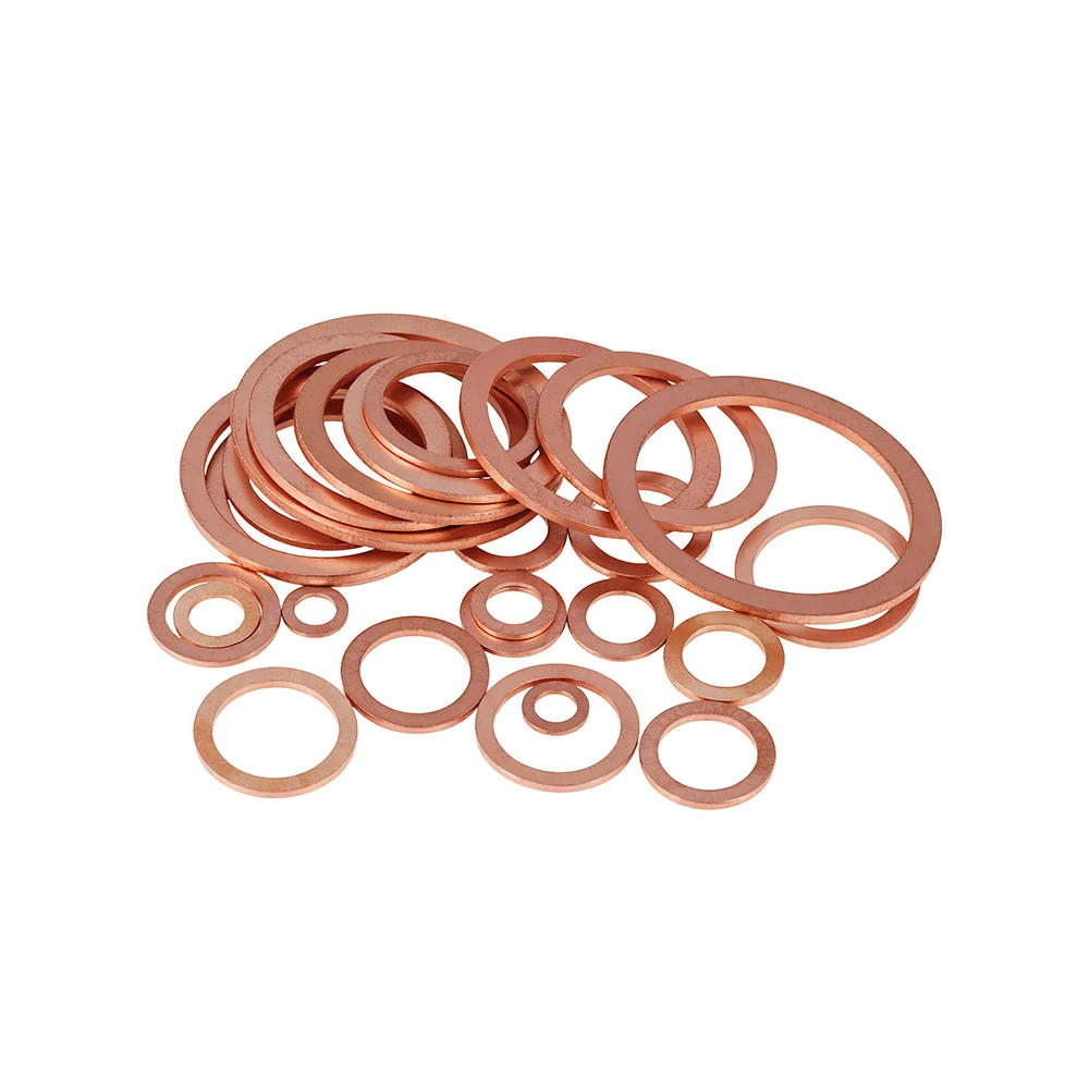 2-30Pcs M10 M12 M14 M16 M18 Boat Purple Copper Sealing Washer Flat Seal Ring Gasket Washers Thickness 1.0-2.0mm