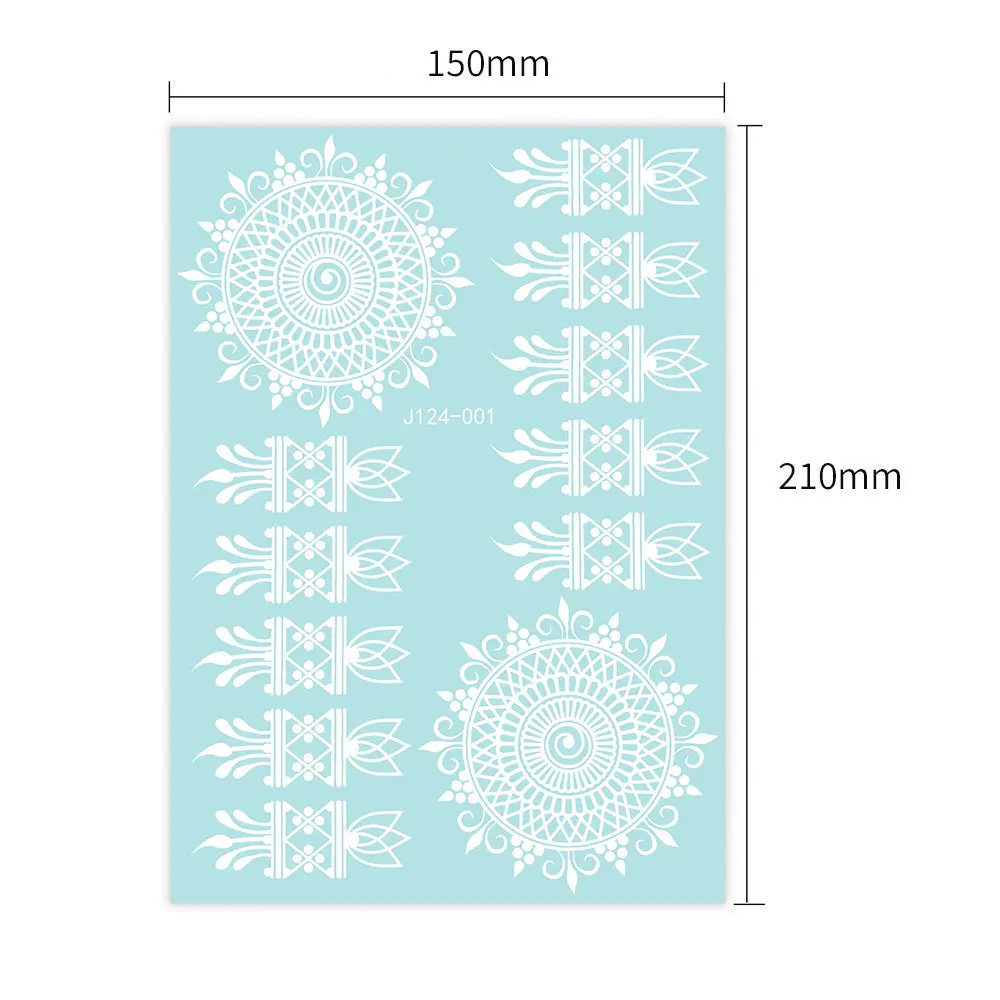 White Henna Tattoos for Women Flower Temporary Tattoo Sticker for Hand Body Art Sticker Henna Transfer Tattoo Wedding view 4