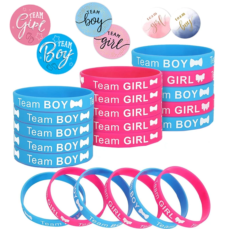 Gender Reveal Party Supplies Boy or Girl Team Bride Bracelet Wristbands For Team Wendy Welcome Baby Shower Decoration Blue Pink