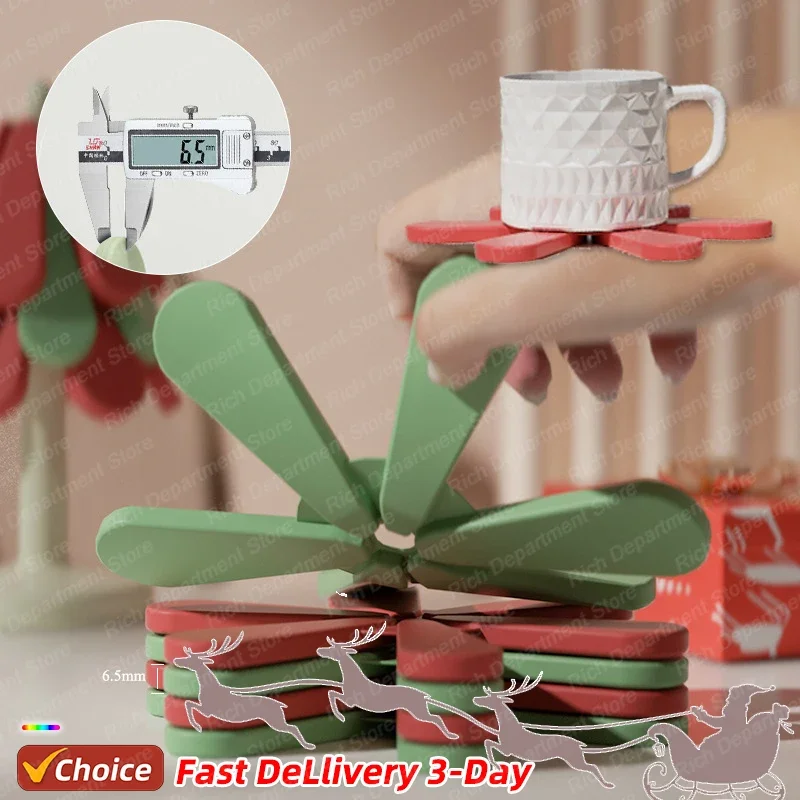 

Tree Shape Anti Scald Placemats Pot Silicone Mat Dishes Trivet Set Coaster for Teapot Halloween Placemats Table Christmas Gift