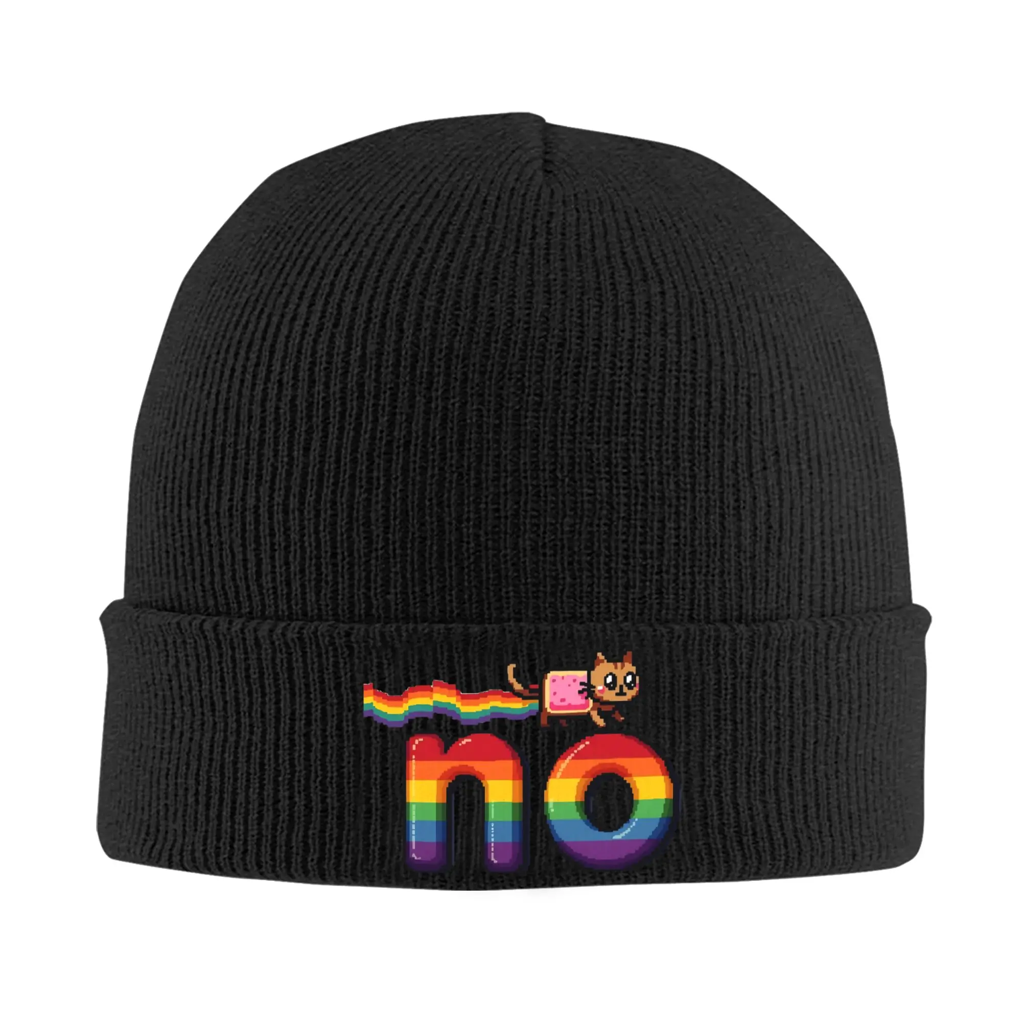 No Cat Rainbow Pixel Neko Hat Autumn Winter Beanie Street Nyans  Cap Men Women Acrylic Knitted Hat