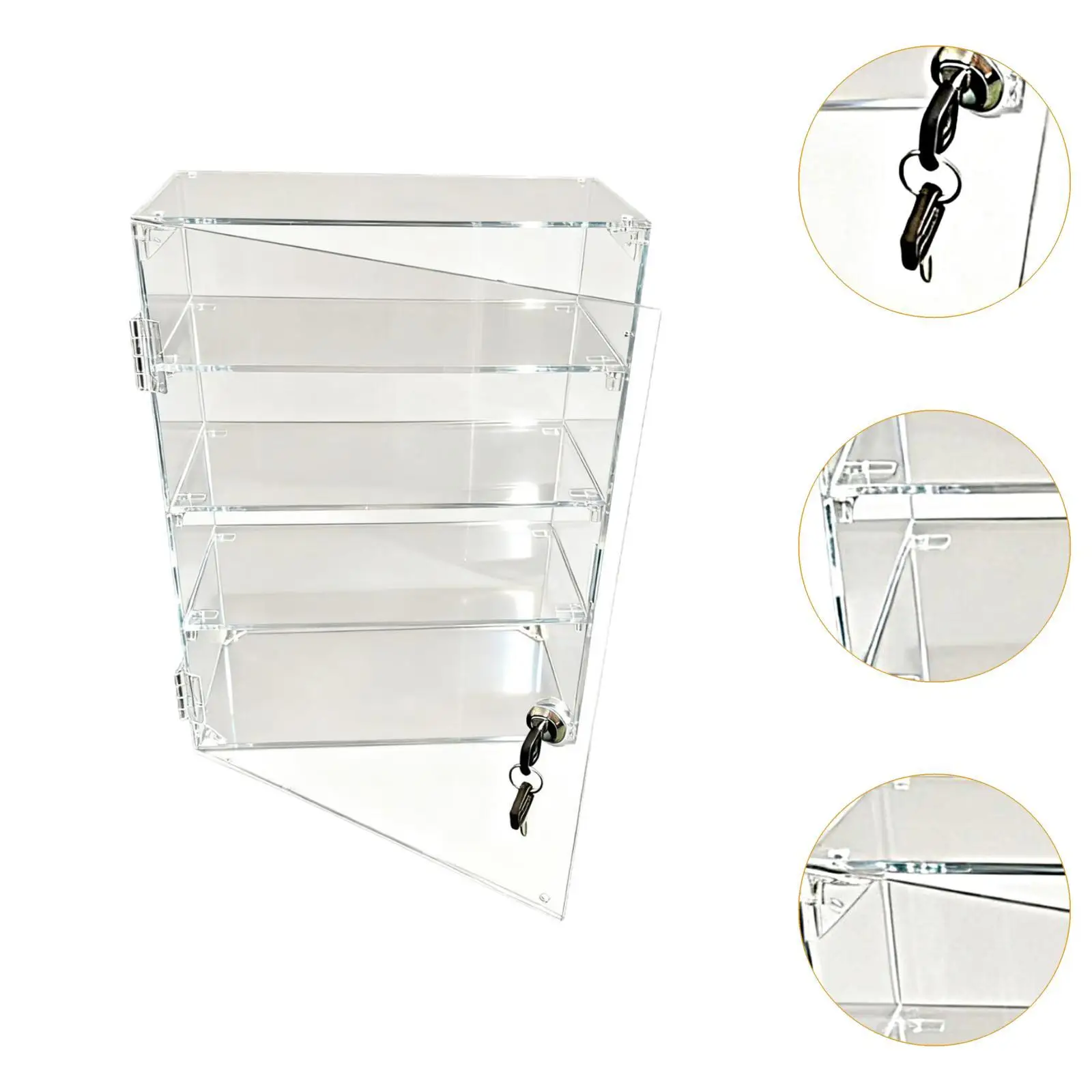 Acrylic Display Case with Lock Key Compact Lockable Removable Organizer Display Cabinet Showcase for Bookshelf Desk Collectible