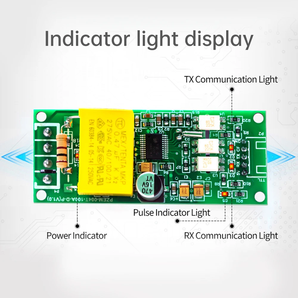 PZEM-004T AC Digital Voltmeter Amperemeter Wattmeter Power Frequency Test Kommunikationsmodul TTL Serial Pin Array Version 32A/63A