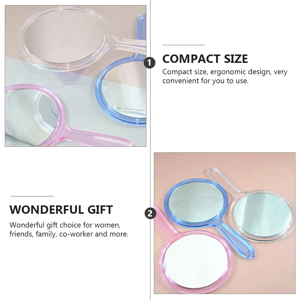 Espejo de maquillaje de calidad superior, espejo de mano transparente, ligero, portátil, diseño elegante para mujer, hogar, viaje, belleza, 2 uds.
