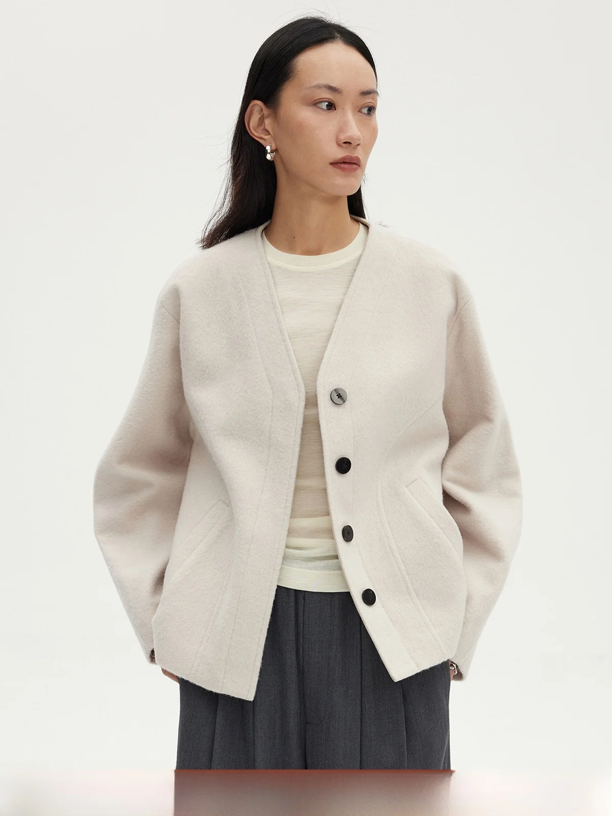 

Randiece Autumn Winter New Sle ort Coat Women's Long Hair Alpaca Wool Jaet Fem Outerwear Faion Ladies' Coat