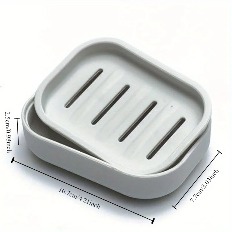 Portable soap tray, double-layer plastic box, household bathroom drain tray, bathroom soap box with lid