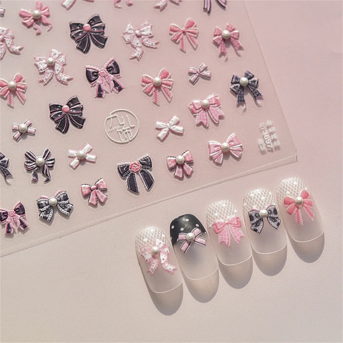 1pcs 5D Kawaii Exquisite Pink Bow Nail Sticker Japanese Colorful Small Ribbon Adhesive Decals Nail Art Decoration DIY Accessory