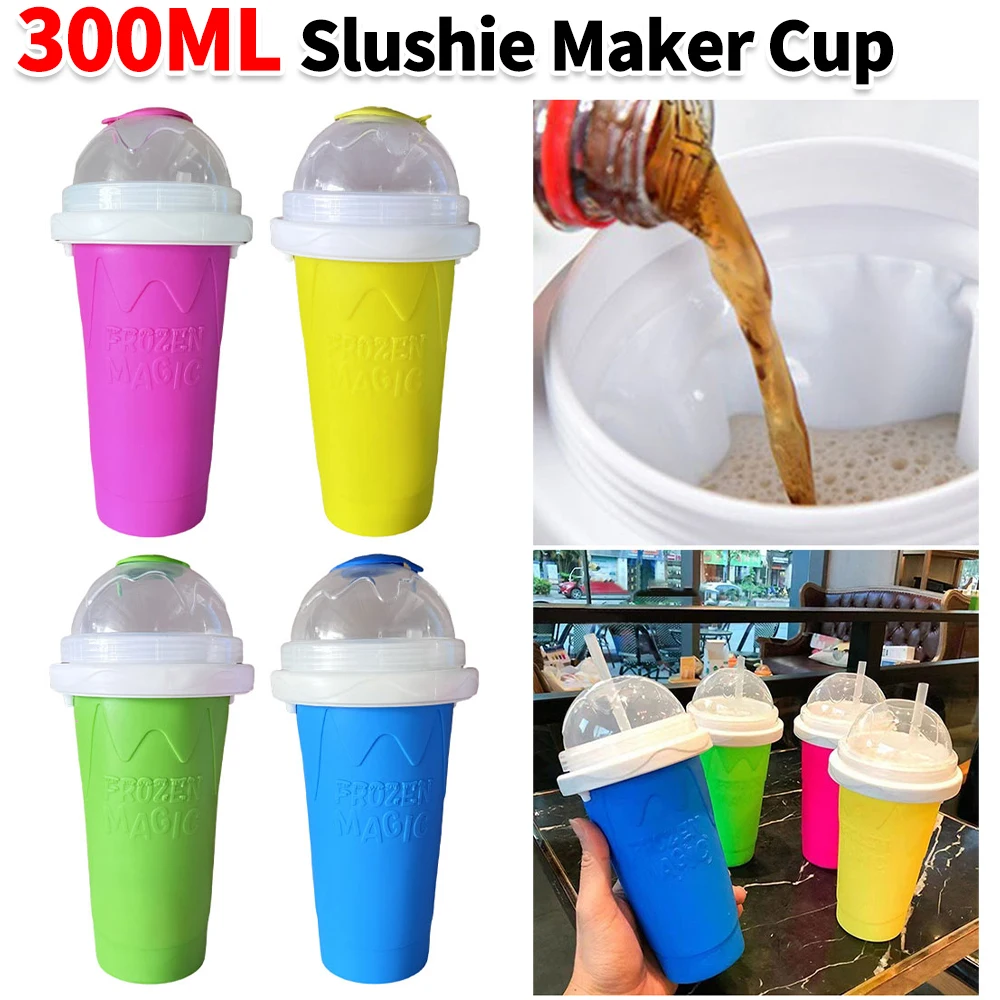 Silikon-Slushie-Maker-Becher, tragbarer Smoothie-Quetschbecher mit Deckel, schnell gefroren, für Säfte, Milch und Eismaschine, Sommersaft