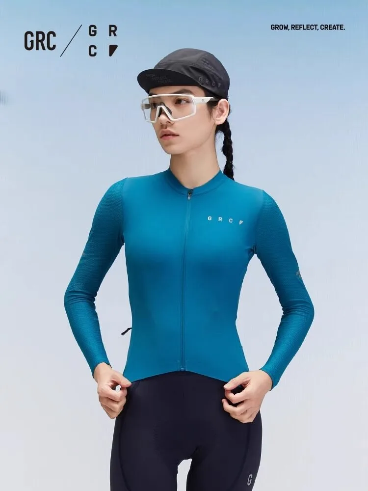 GRC BLACK LABEL TECH Women's Long Sleeve Cycling Jersey - Breathable Quick Dry Summer Road Bike Top with UPF 50+