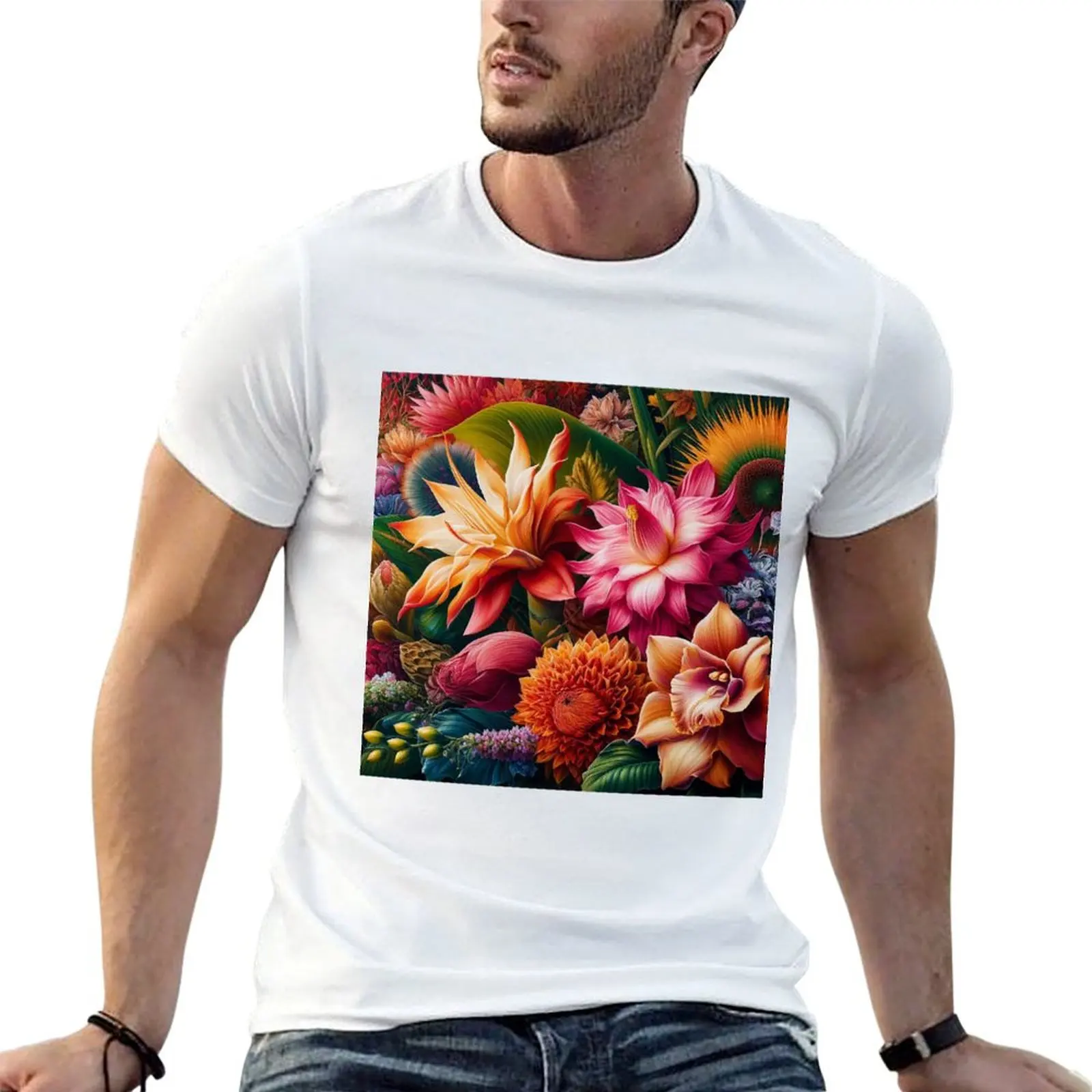 Exotic flowers T-Shirt Stylish Graphic Short Sleeve Top