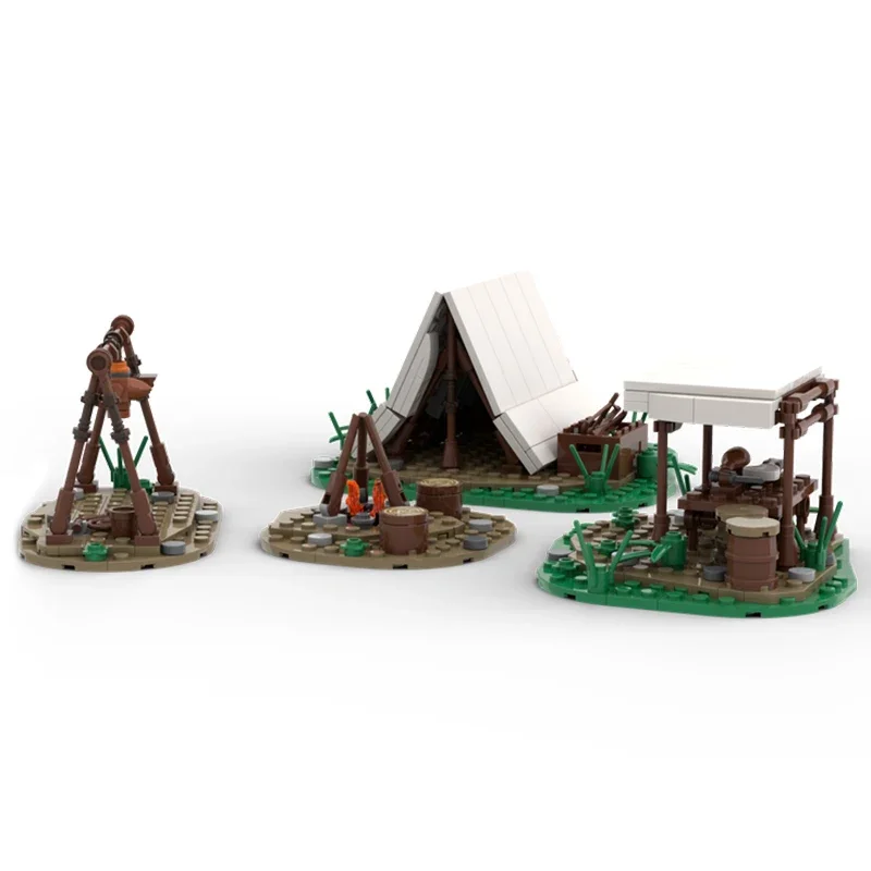 Bloques de construcción de vista de calle Medieval, Moc, bloques modulares de tecnología, cortador de madera, regalos de Navidad, juegos de bricolaje, ensamblaje