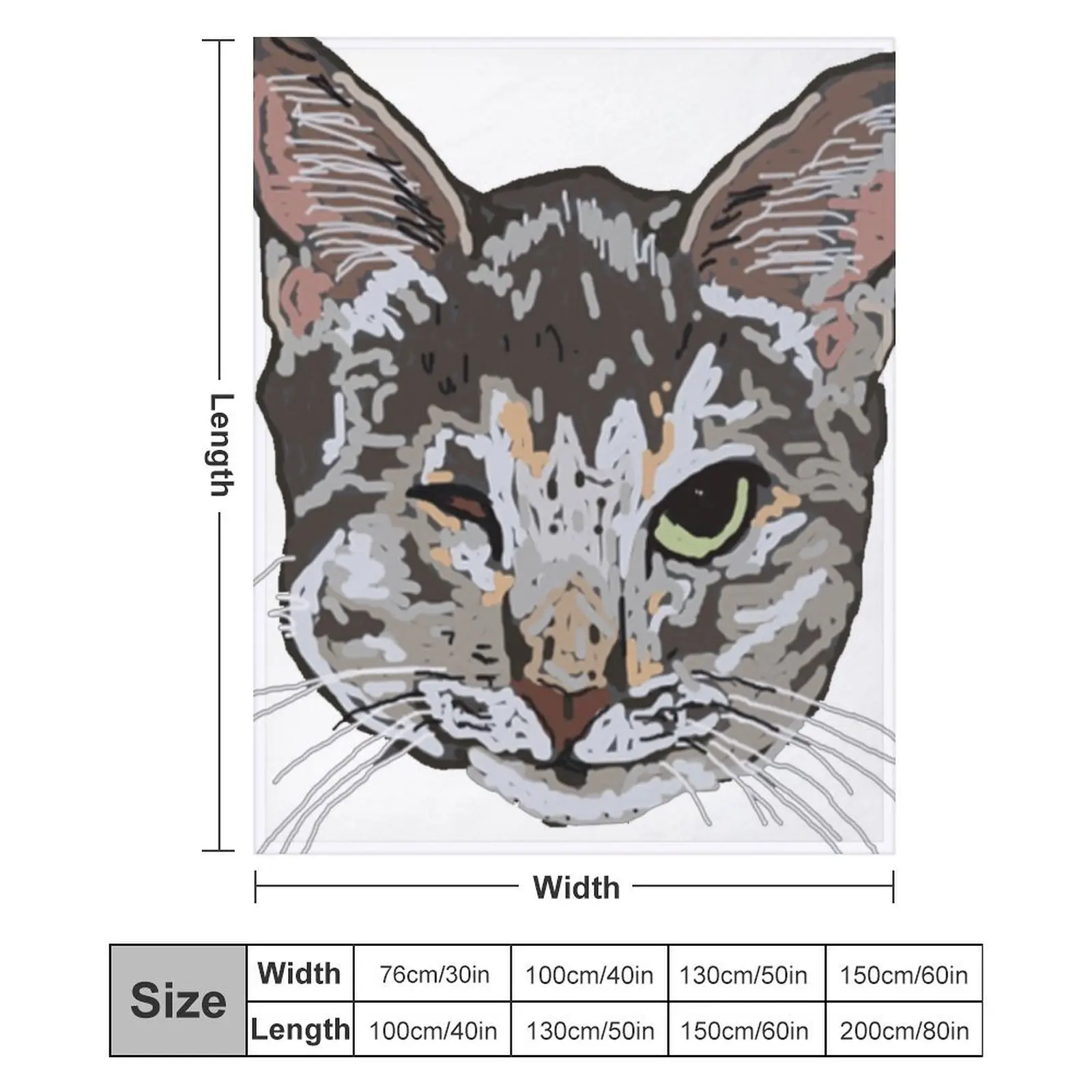 One eyed cat Throw Blanket blankets ands Decorative Throw Blankets image 6