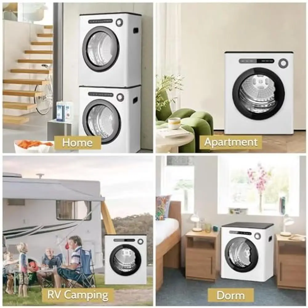 Sèche-linge blanc compact portable, tambour artériel en acier inoxydable 8.8, moteur injuste, faible bruit, fonctionnement facile, camping-cars parfaits, dortoirs