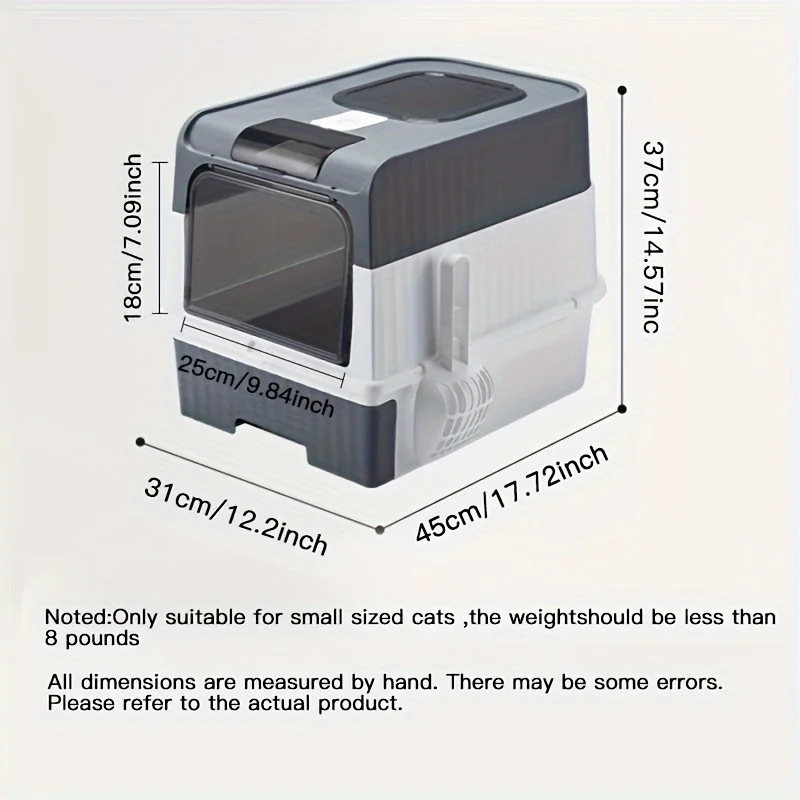 Full Enclosure Detachable Drawer Style Cat Litter Box with Cat Litter Scoop Included view 2