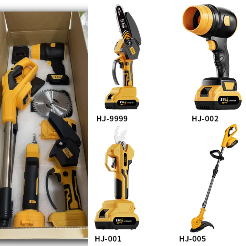 Custom Industrial 4-in-1 Cordless Lithium Garden Tool Combo Kit Electric Chainsaw Pruner Grass Trimmer Leaf Blower 21V Multi-Fun
